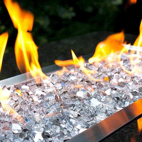 Miniatura 7 de Utheer Vidrio para hoguera de 10 libras, vidrio templado reflectante de 12 pulgada para fogata de propano, rocas de vidrio mezcladas para mesa de
