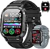 Smartwatch para Hombre con Seguimiento de Fitness: Reloj Inteligente Militar para Hombre con Llamadas, Monitor de Ritmo Cardíaco, Resistente al Agua, Compatible con Android iPhone Samsung, 2 Correas 1