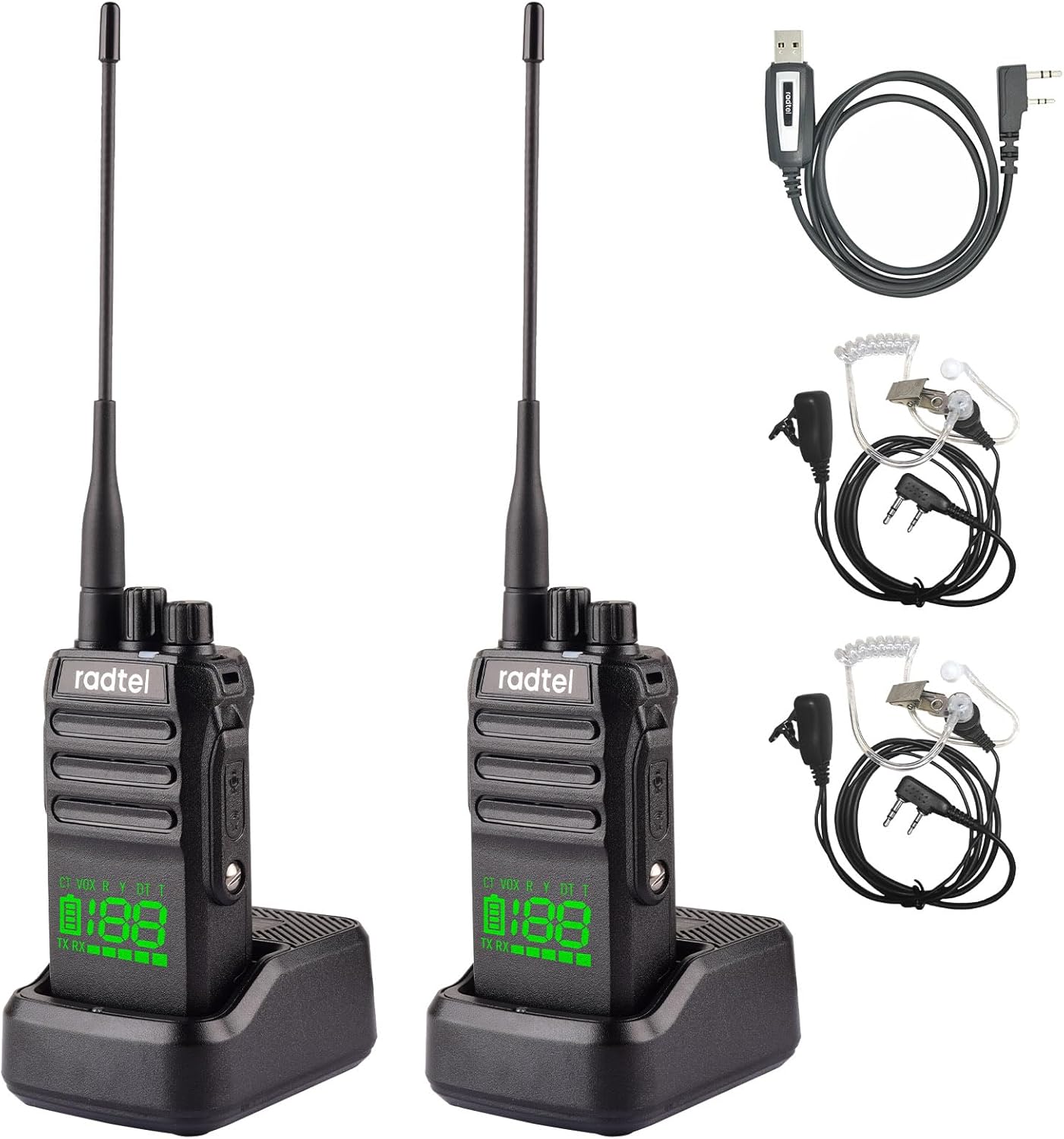 Radtel RT-493 GMRS Radio 10W IP67 Waterproof Handheld, 199 CH Long Range Two Way Radio for Adults, Repeater Capable, UHF Scanning & Receiving, 2800mAh Type-C Charging (2 Pack)