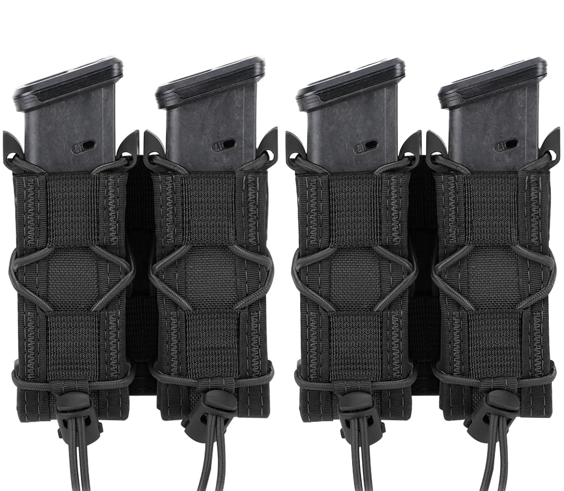 2pc Molle Pistol Mag Pouch Single Double Stack Magazine for 9mm/.40 Calibers 45acp Glock S&W M&P, Sig 226/229, and Springfield 1911,Sig Sauger,P365,P365X