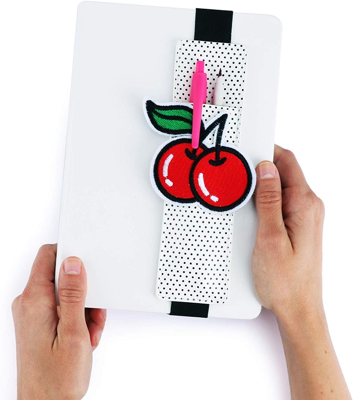 Pen Pouch by Mustard | Small Pencil Case | Mini Pen Holder | Wraps Around Your Notebook | Fun Retro Cherry Design
