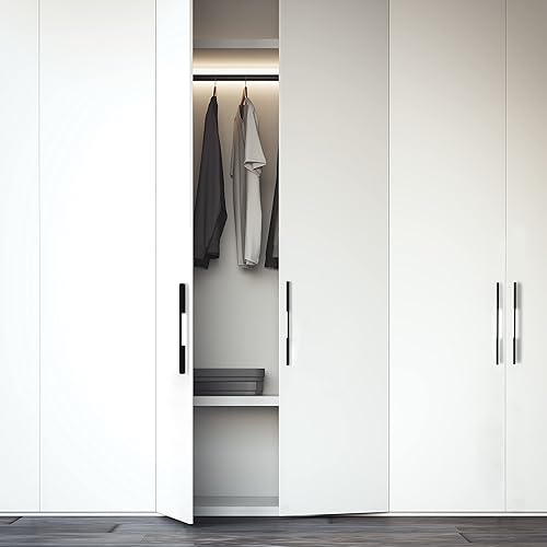 Miniatura 4 de Satanga Tiradores de gabinete de cocina con agujero central de 10 pulgadas, barra negra mate moderna, paquete de 5 tiradores sólidos estilo europeo