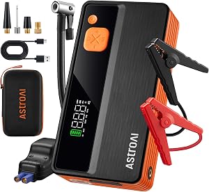 AstroAI M12-F 6000A Jump Starter with Air Compressor, Car Battery Booster Pack (All Gas & 10.0 L Diesel) with 150PSI Tire Inflator, 10 Protections, for 12V Cars, Motorcycles, SUV