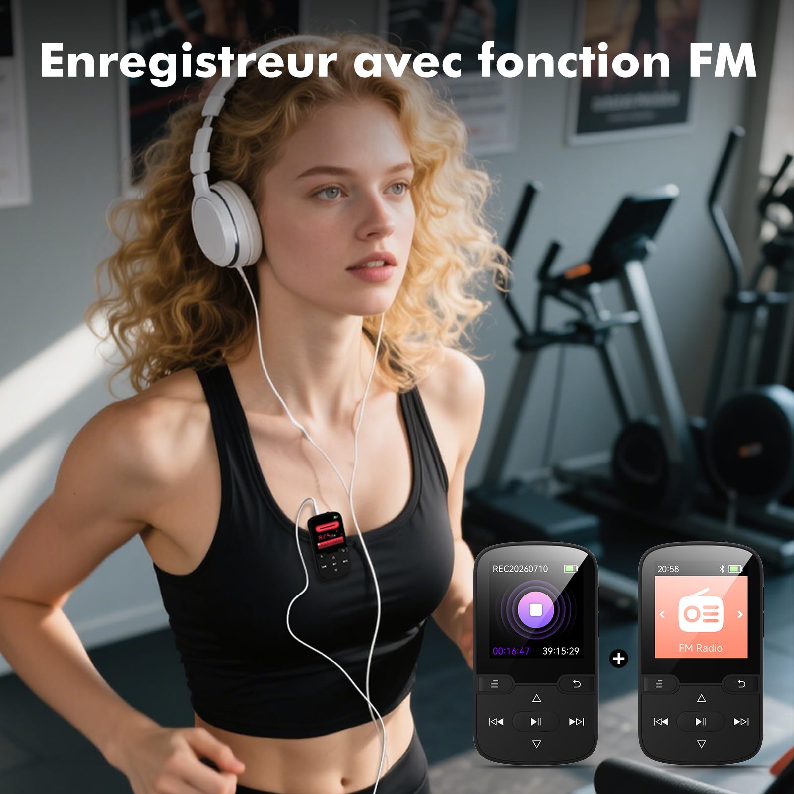 64 Go Lecteur MP3 Bluetooth 5.3 avec Clip, Lecteur de Musique HiFi Portable