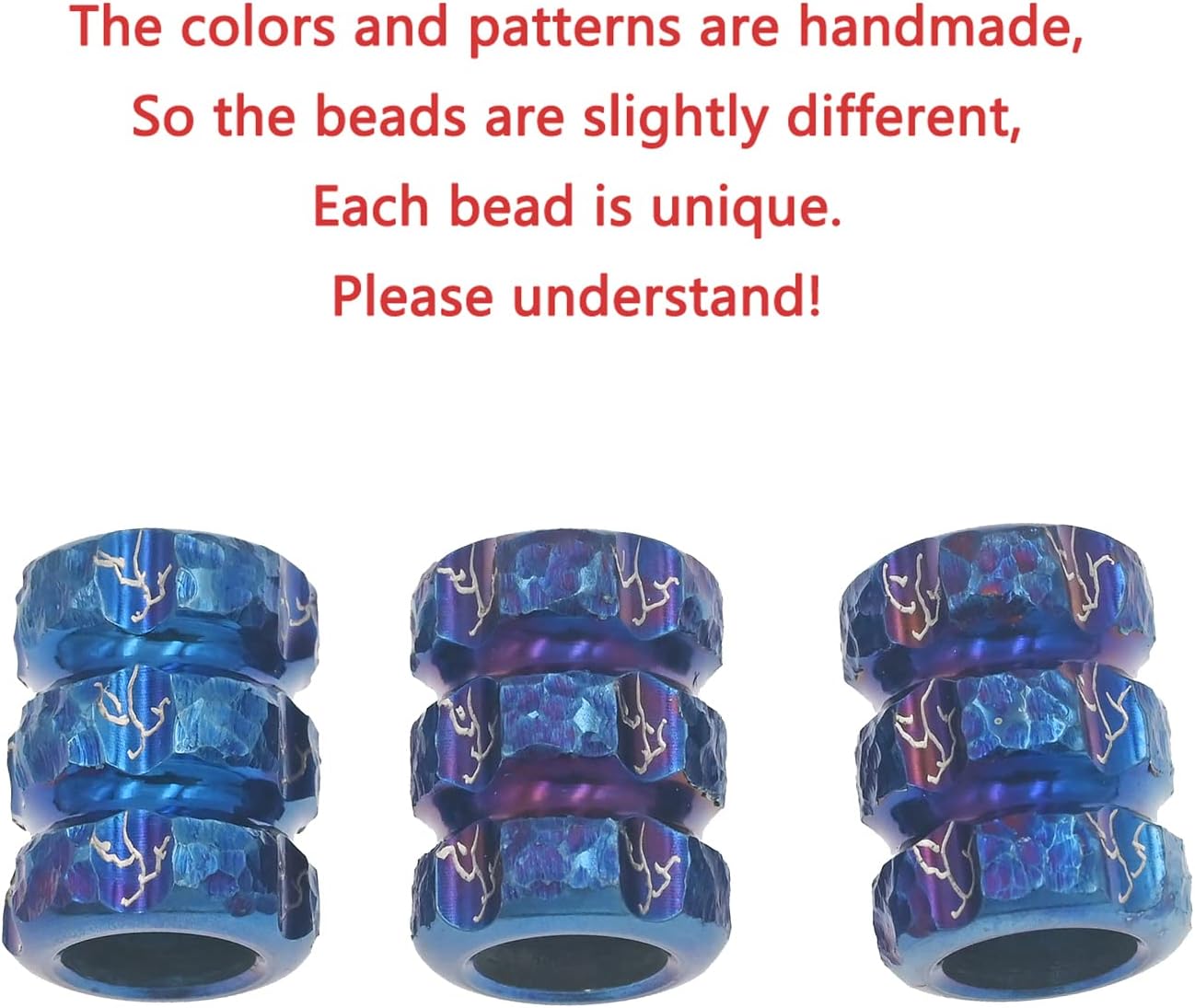 EDC Blue Titanium Lanyard Beads for Knives, Small Hand Carving Tools Knife Cord Beads Paracord Metal Charms Accessories - Image 5