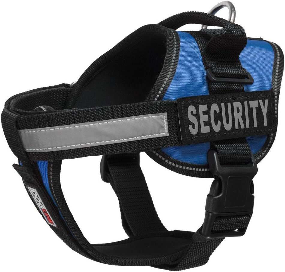 Dogline Vest Harness for Dogs and 2 Removable Security Patches, X-Large/36 to 46", Blue