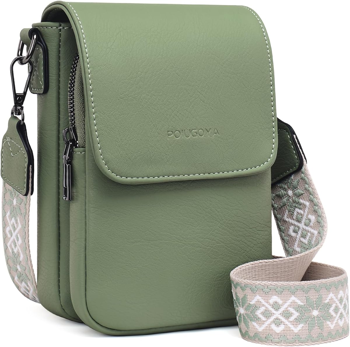 POIUGOYA Bolsos Bandolera para Mujer,Bolso Bandolera Pequeño con Compartimentos Triples,Cartera para Teléfono Celular con Ranuras para Tarjetas para Viajes | Pequeño