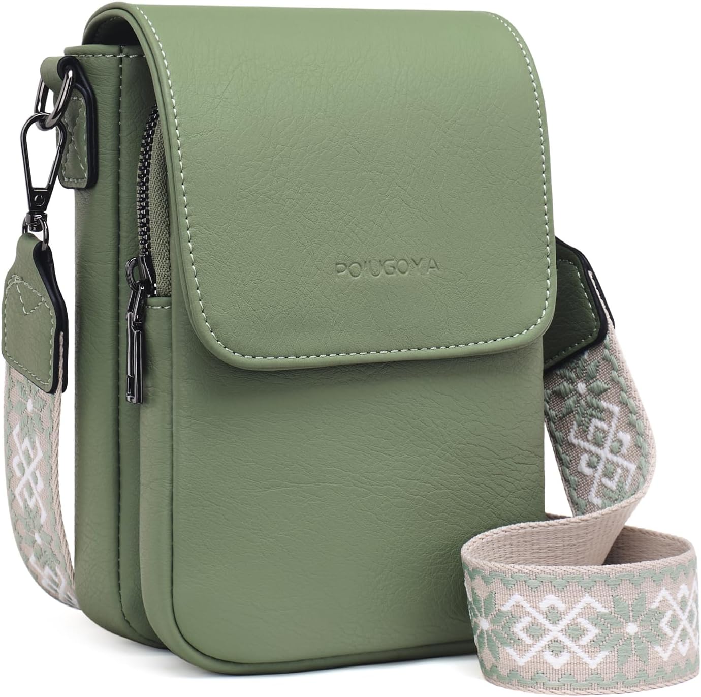 POIUGOYA Small Crossbody Bags for Women Trendy,Leather Triple Compartment Cell Phone Crossbody Wallet Purses with Card Slots | Small, Trendy, Triple Compartment, Cell Phone, with Card Slots, Small