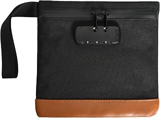 Dokumententasche mit Schloss Geldtasche Wasserdichte Reisepass Organizer für Dokumente, Wertvolle Fotos, Bargeld, Reisepass, Schmuck, Karten, Zertifikate und Wertsachen