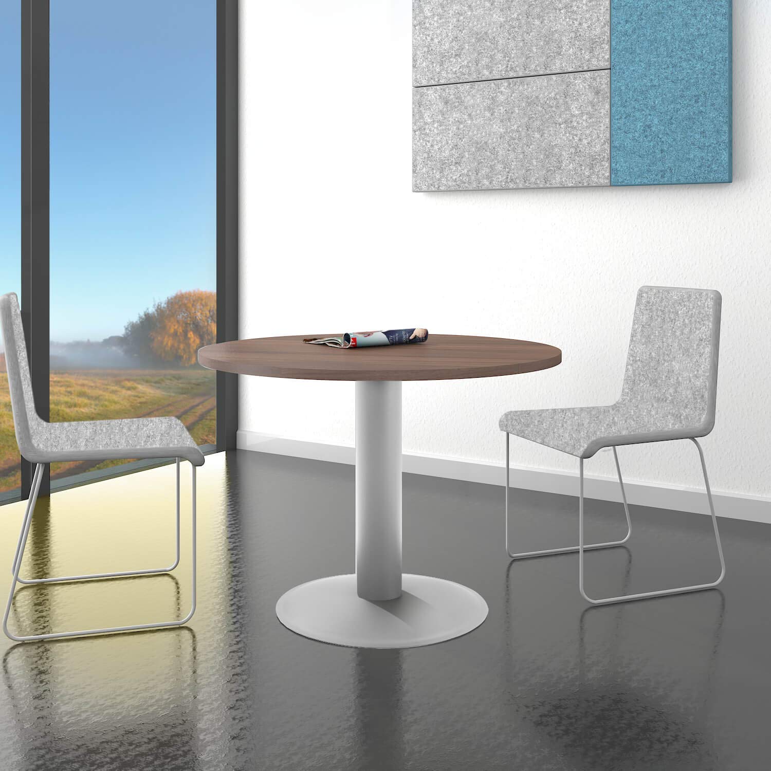 Weber Büro Optima - Tavolo rotondo per riunioni, Ø 100 cm, in legno di noce