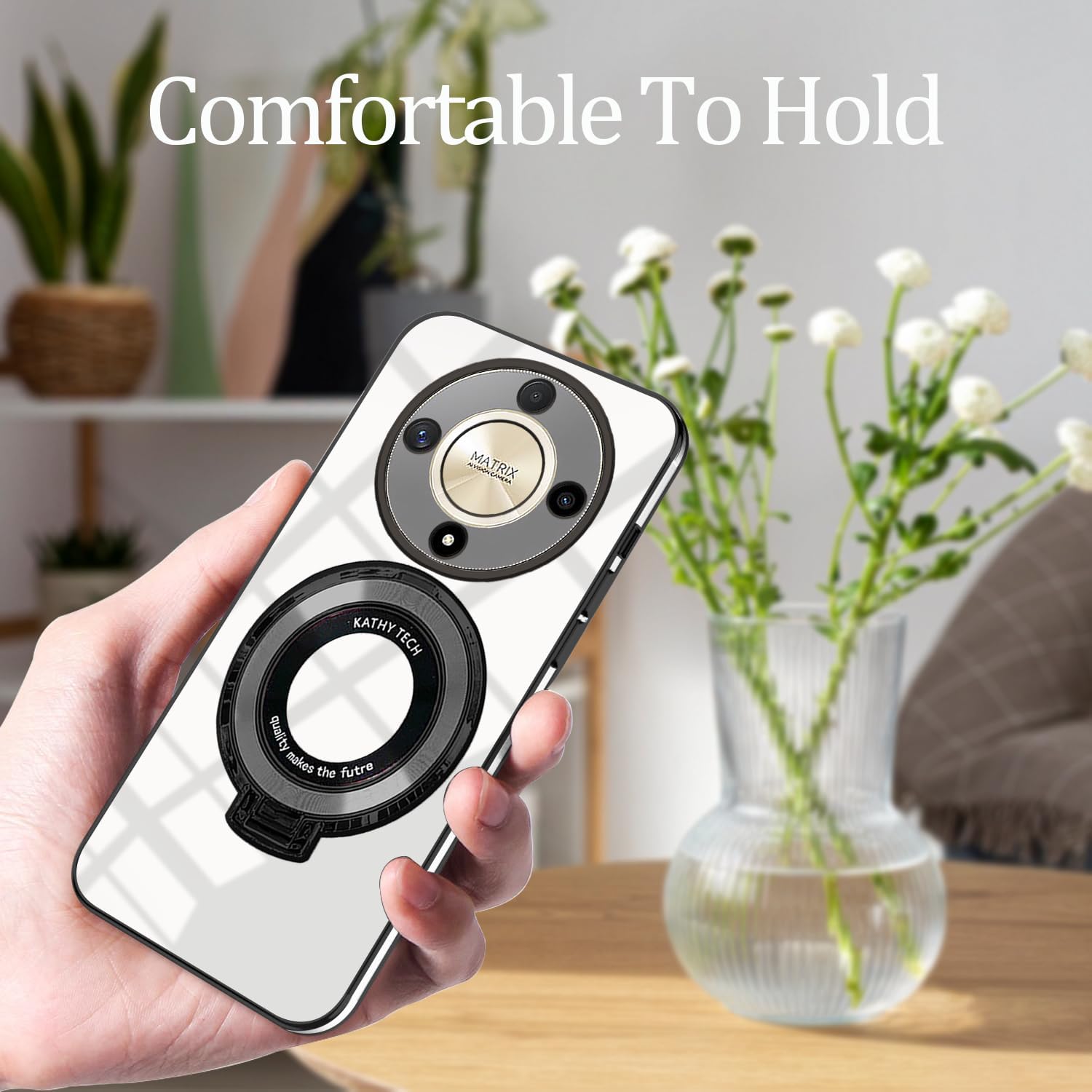 Compatible with Honor Magic 6 Lite Case with Magnetic Stand, for Honor Magic 6 Lite Phone Cases Silicone Transparent Accessories Funda Shockproof Luxury Protective Original Cover (Black) - Image 2