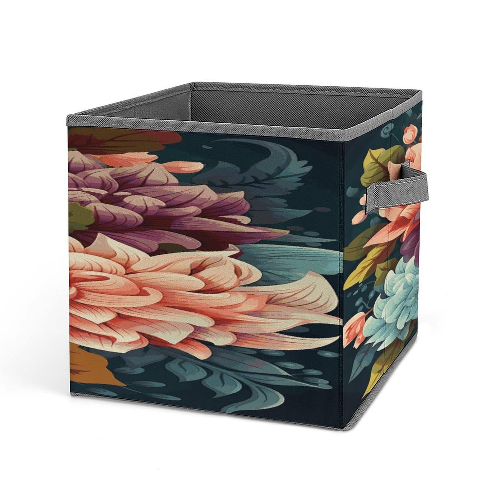 Fodpand Style Flowers As Background Storage Cubes Foldable Decorative Fabric, Storage Bins Baskets With Handles, Closet Organizers And Storage For Home, Office,Closet, Clothes