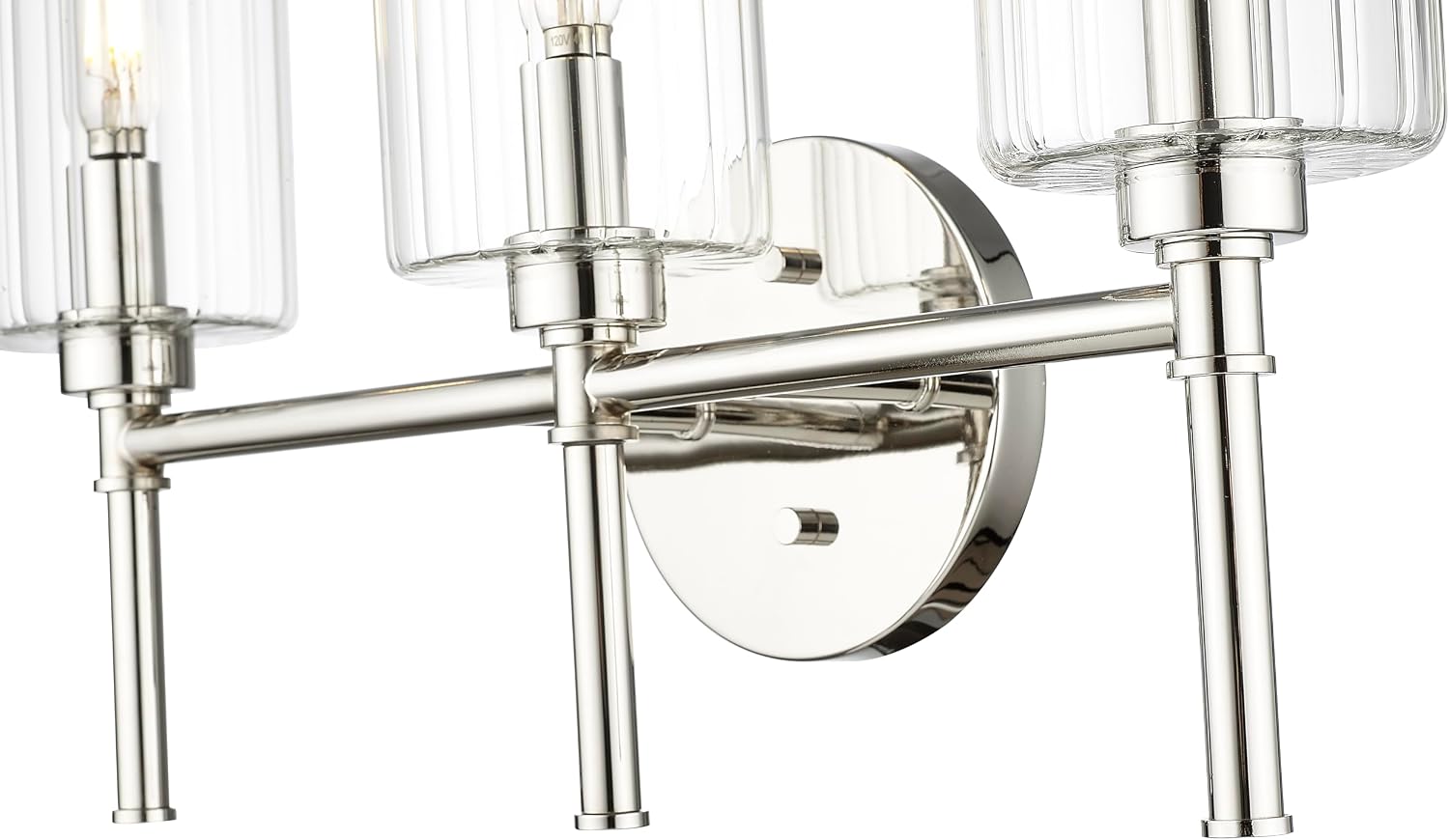 ML Lighting | Chastine Collection | 9923-PN | Indoor 3 Light Vanity in Polished Nickel with Clear Beveled Glass Shade | Elegant and Versatile Design for Any Bathroom