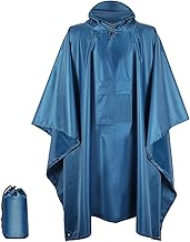 KUOGAS Poncho de lluvia para hombre y mujer, reutilizable 3 en 1, poncho impermeable, chubasquero, unisex, para camping, senderismo, azul, L