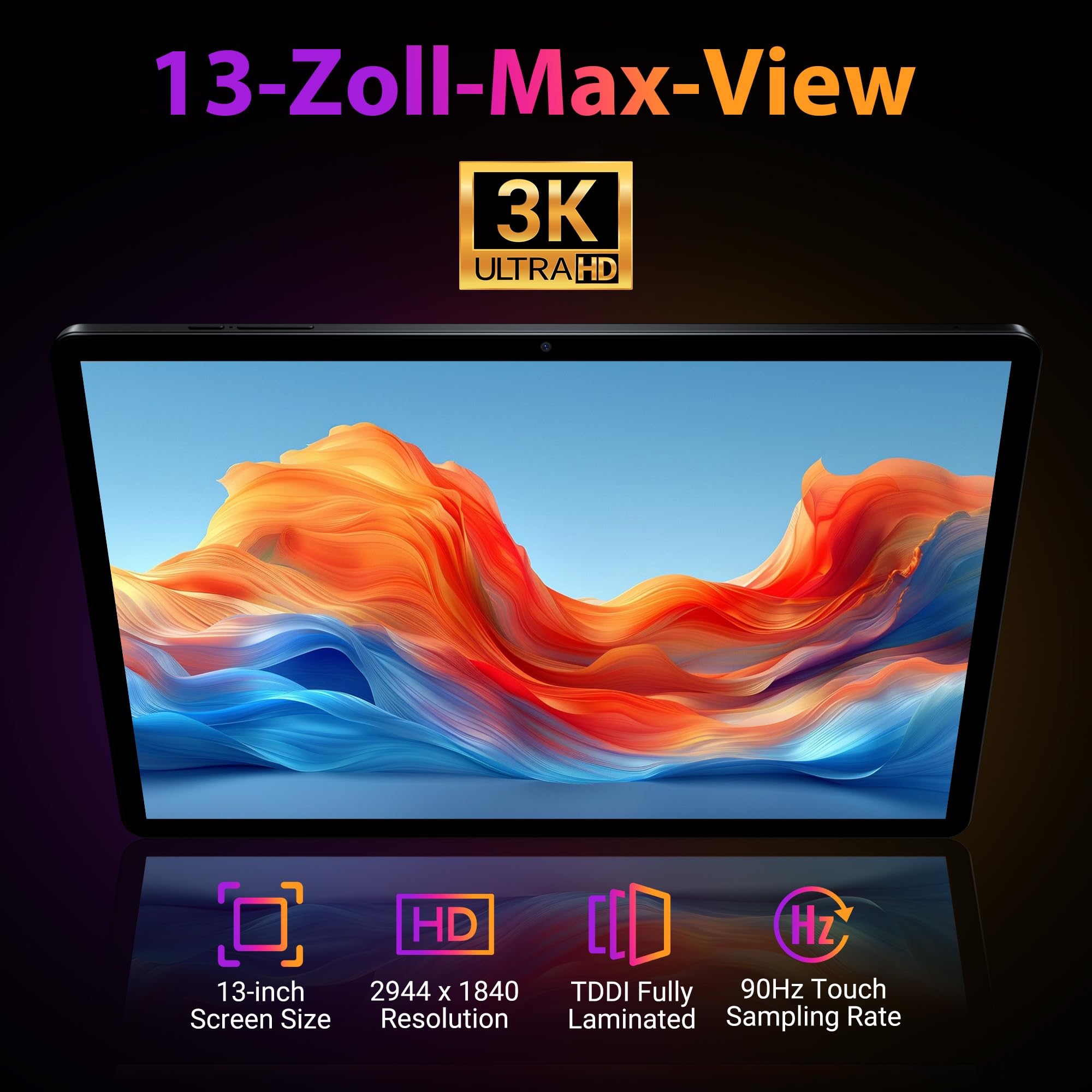 Marke: MAXLEGEN Tablet 13 Zoll, 3K Display 2944×1840, 36GB RAM+512GB ROM/TF 1TB, Helio G99 Gaming Tablet, 4G LTE Dual SIM + 5G WiFi, Android 15, 11580mAh/Gemini AI/13MP/GPS/GMS, inkl. Pen/Hülle in use