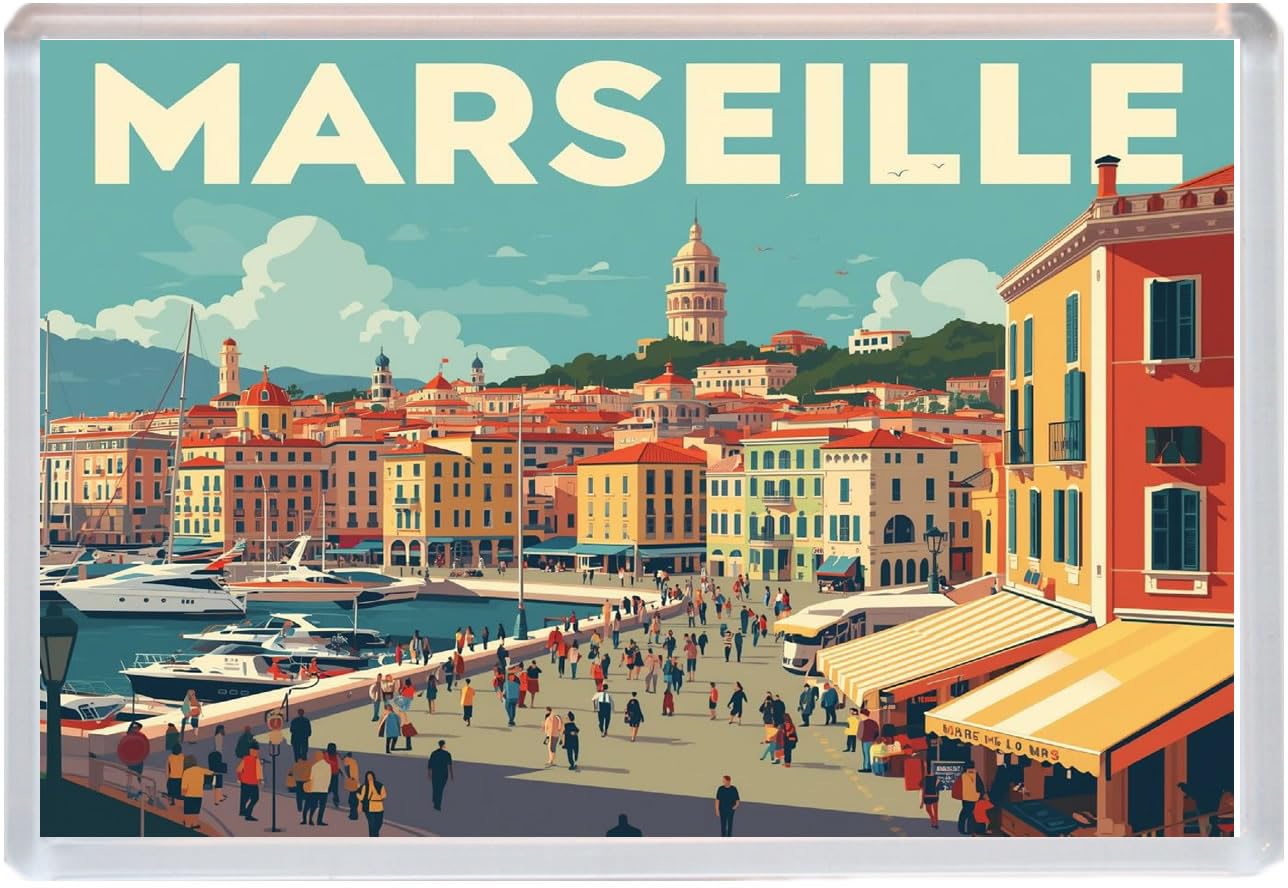 Baked Bean Store Multicolor Marseille - France - Jumbo Artistic Fridge Magnet 96 X 67Mm Bbsfhm1950