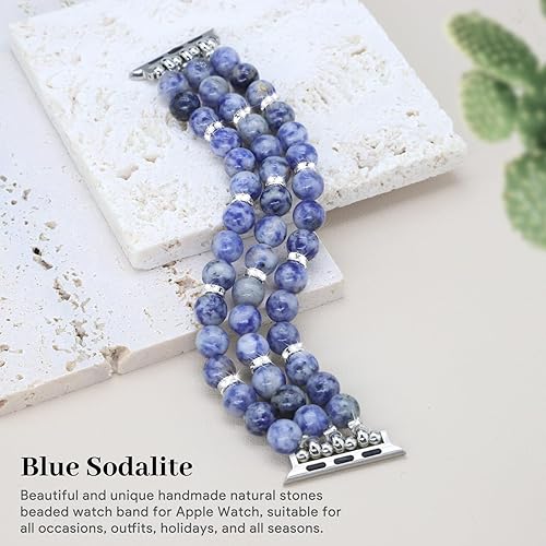 Miniatura 10 de JR.DM Natural Stone Beaded-Bands Women Compatible with Apple Watch Series 11 10 9 8 7 6 5 4 SE 3 2 1 Fashion Stretch Handmade Bracelet Fancy Boho