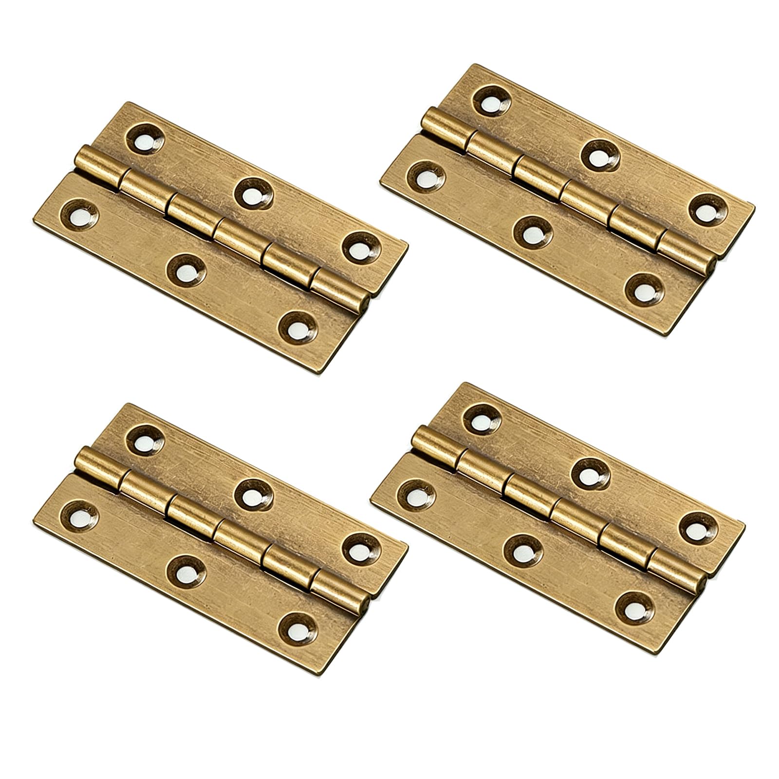 4 Pack Antique Brass Hinges, 2.5 Inch Vintage Corner Heavy Duty Furniture Hinge for Cabinet Doors, Wooden Boxes