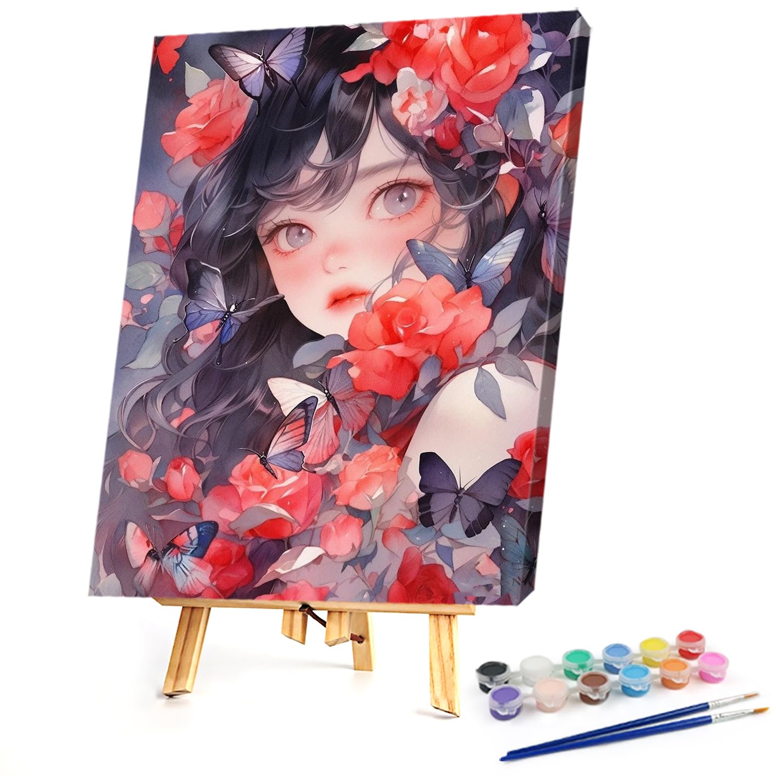 Poetrydraw Girls With Roses Paint By Numbers Kits Drawing Paintwork On Canvas 11.81X15.74inch With Frame Canvas Oil Painting Number Painting For Beginners Adults Gift Home Wall Decor ( With Roses)