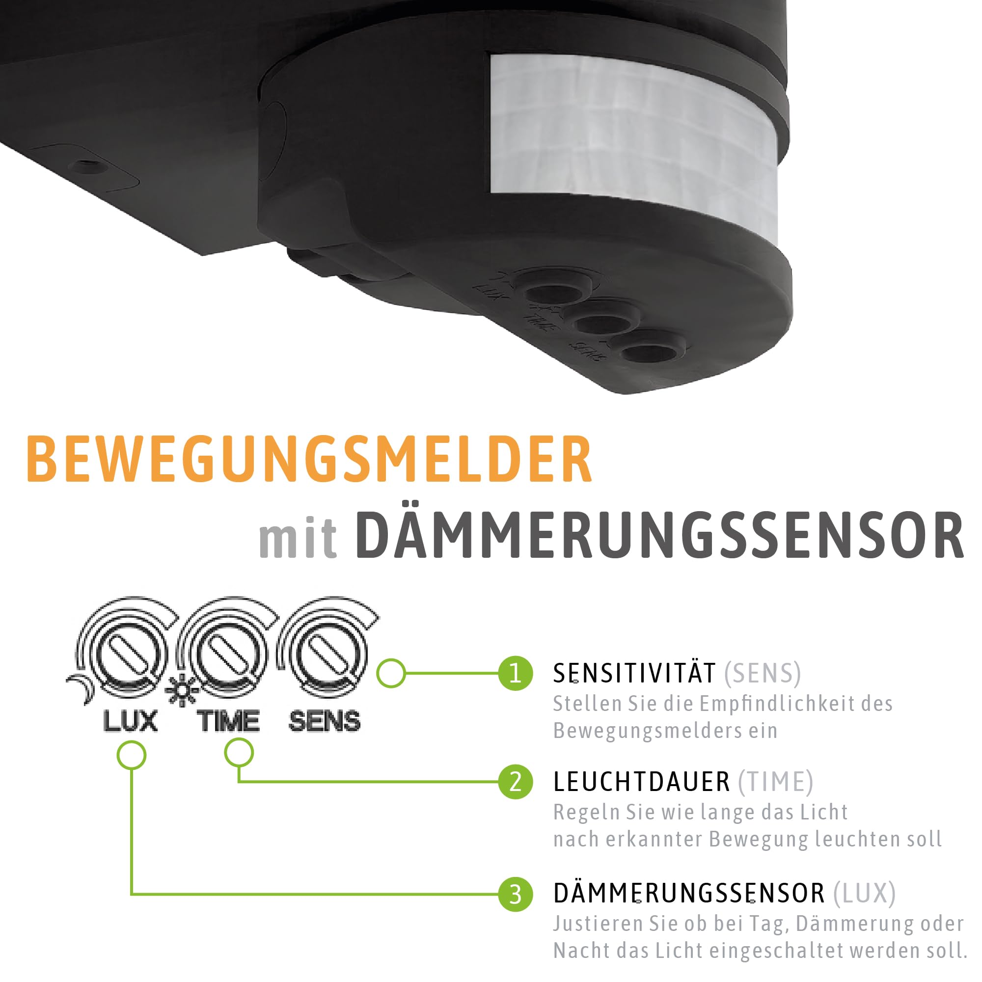 SSC-LUXon ETHIR Außenwandleuchte mit Bewegungsmelder LED Lampe Außen Wand - modernes Flutlicht IP54 neutralweißes Licht 230V