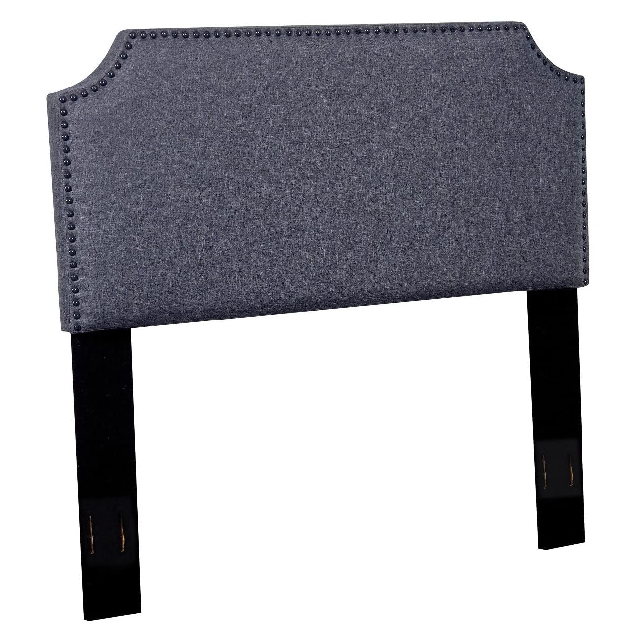 Container Furniture Direct B8084 Linen Fabric Bedroom Headboard with Nailhead Trim, Standard, Dark Grey