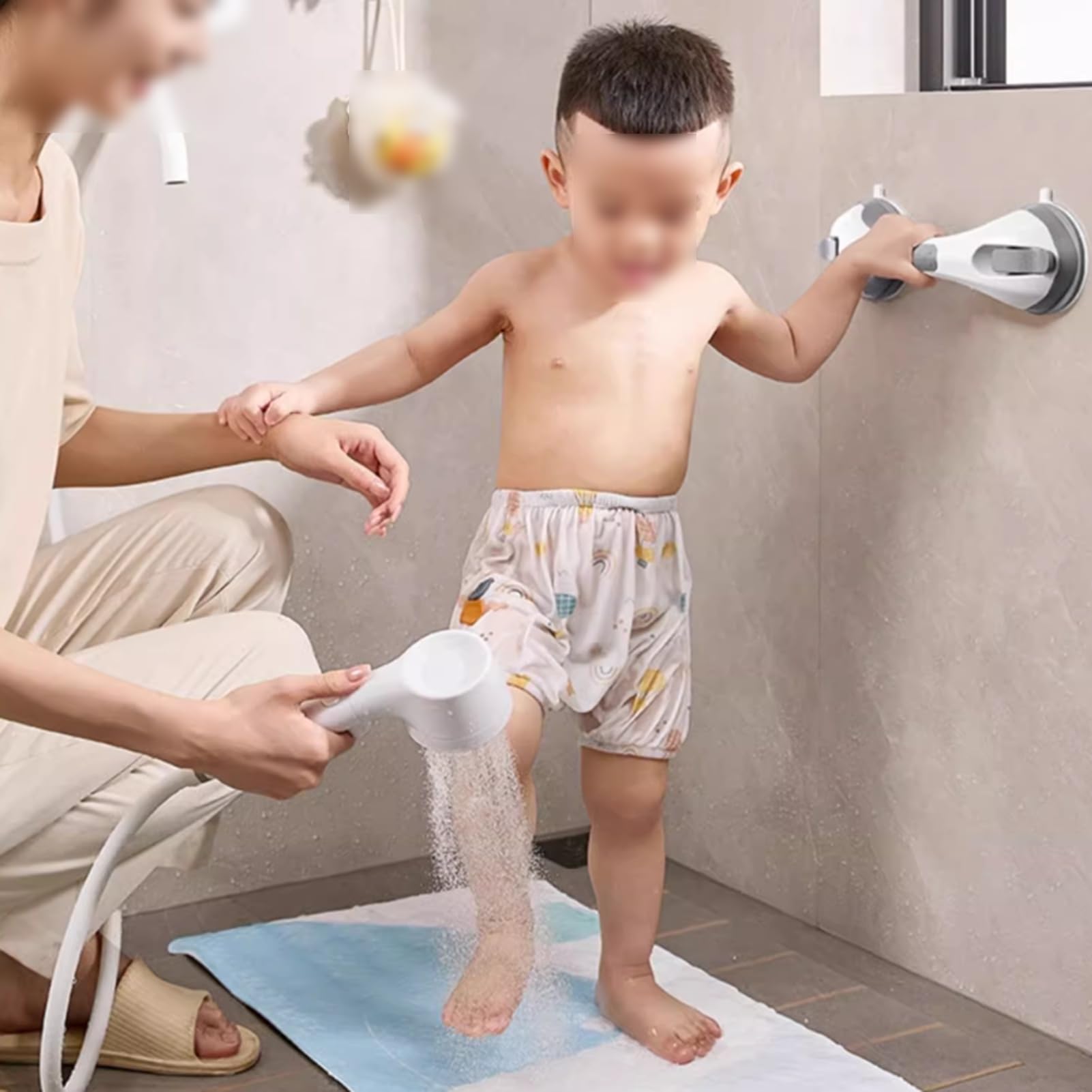 Barra de agarre, mango de seguridad con ventosa sin taladro, barra de baño antideslizante, capacidad de peso de 110 kg para personas mayores, ideal para bañera y escalones
