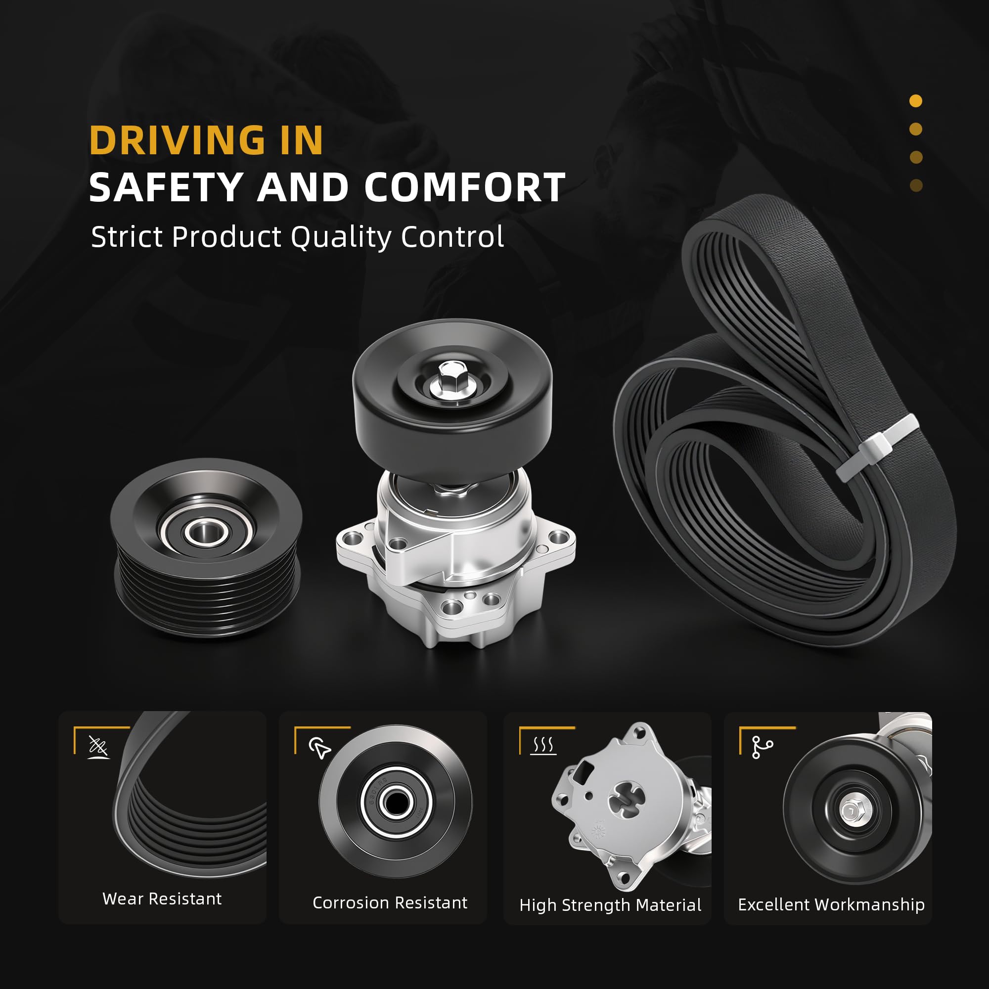 A-Premium Belt Tensioner With Pulley For Nissan Armada NV2500 NV3500 INFINITI