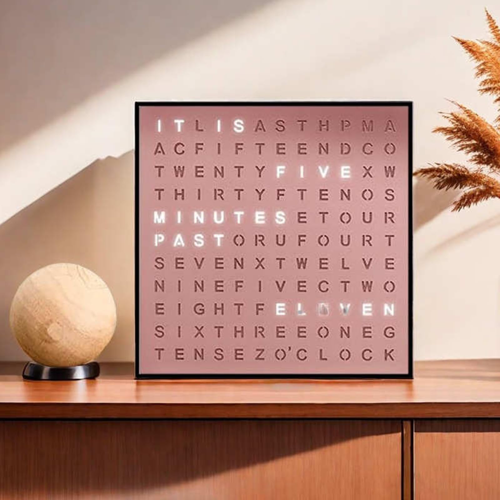 LED Éclairage Électronique Horloge De Mot, 7,75 "Accent Électronique Mur Et Horloge De Bureau, Câble d'alimentation USB, Décor Contemporain De La Maison Et du Bureau, Installation Facile