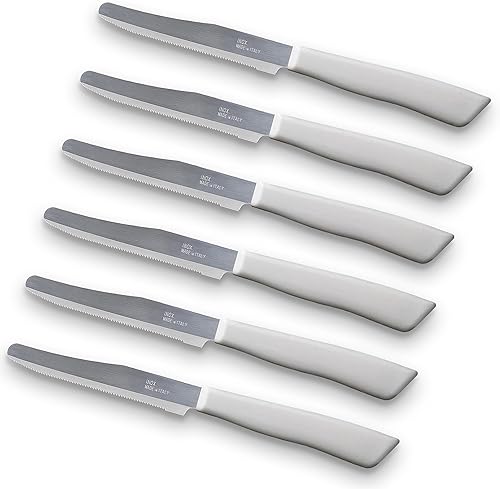 Miniatura 10 de Tredoni 6 cuchillos de cocina  4.3"11cm acero inoxidable italiano serrado para verdurasfiletescuchillos de mesa, cubiertos de punta redondeada (rojo)