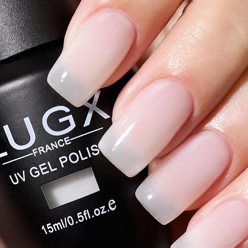 Miniatura 19 de L'UGX - Esmalte de uñas en gel, 15 ml, color blanco navideño, con punta francesa UV, para quitar con remojo, colores de gel para arte de uñas,