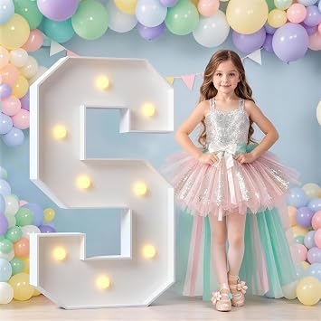 JoyMuse 3FT Marquee Letters Light Up Letras S for Party Wedding Proposal | Easy Assembly, Indoor Outdoor Event Decor, 3FT Size Easy to Store, Stunning Warm Light for Photos, 21 Pcs Accessory Set