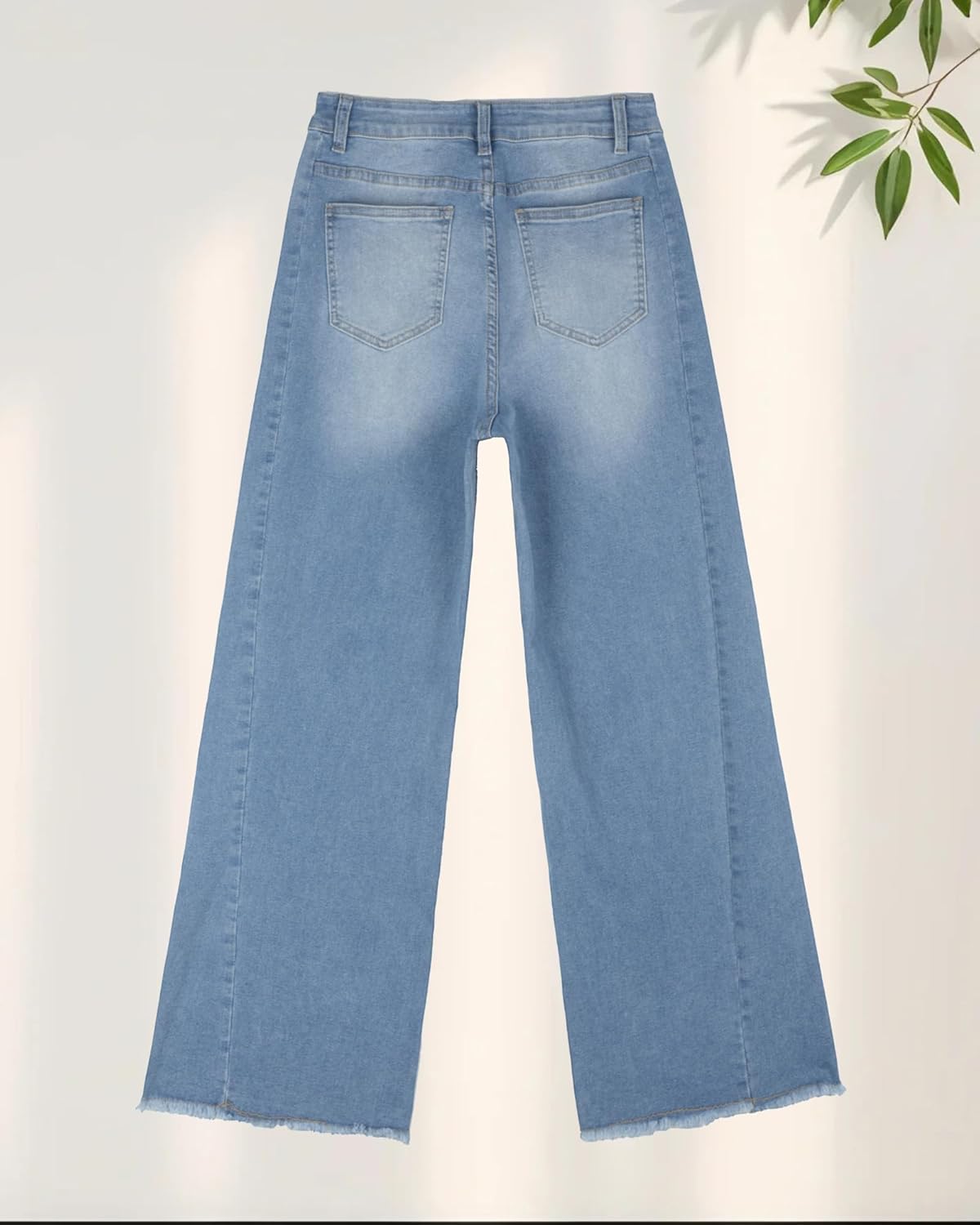 Trendy Women's Baggy Wide Leg Jeans High Rise Stretchy Denim Pants with Raw Hem & Comfort Fit - Image 6