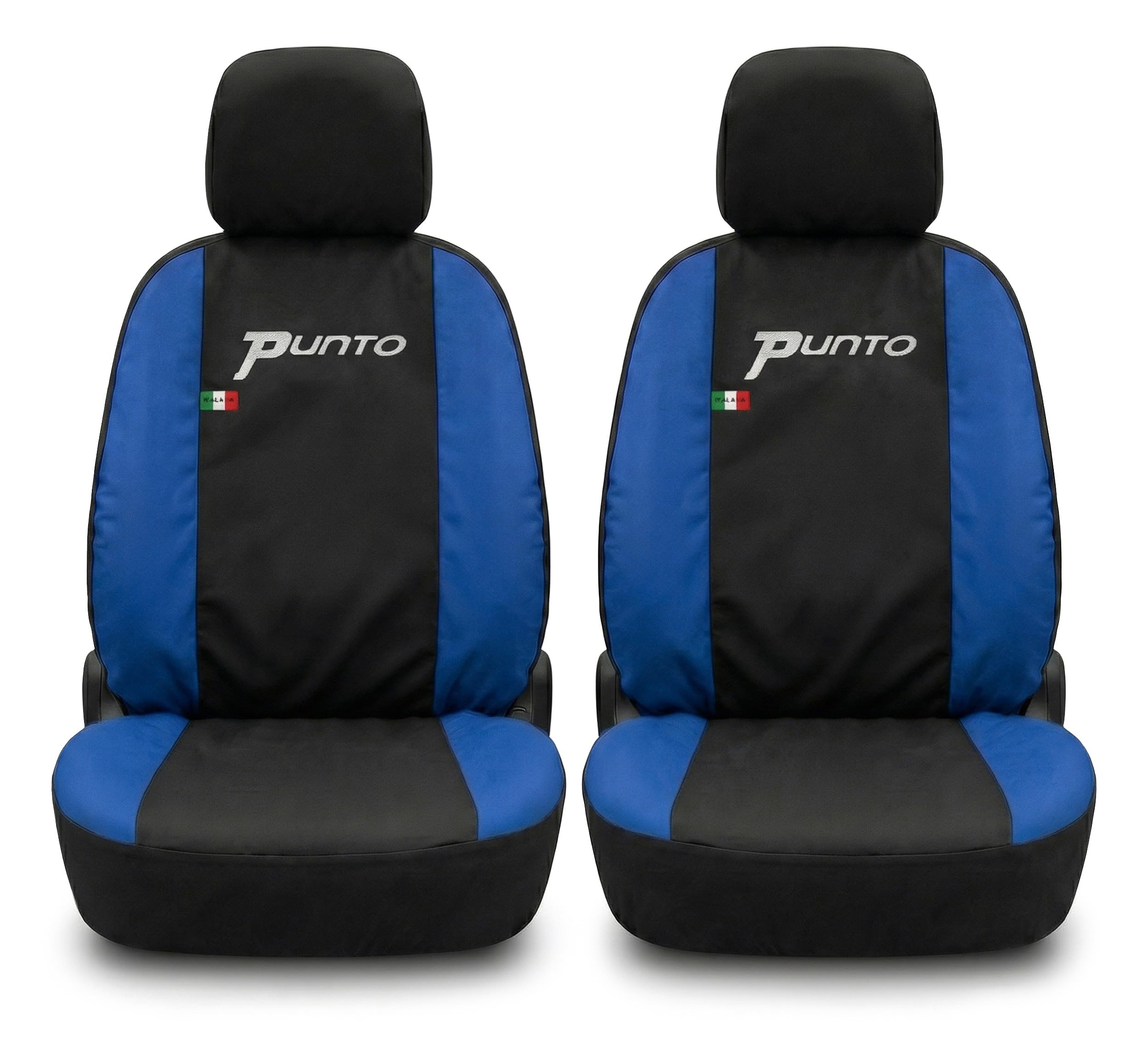 Auto Accessori Lupex Coprisedili compatibili per Grande Punto (2005-2018) - Set Anteriori in Tessuto Policotone, Protezione Sedili, Facile Installazione, Made in Italy (Nero - Blu Royal)