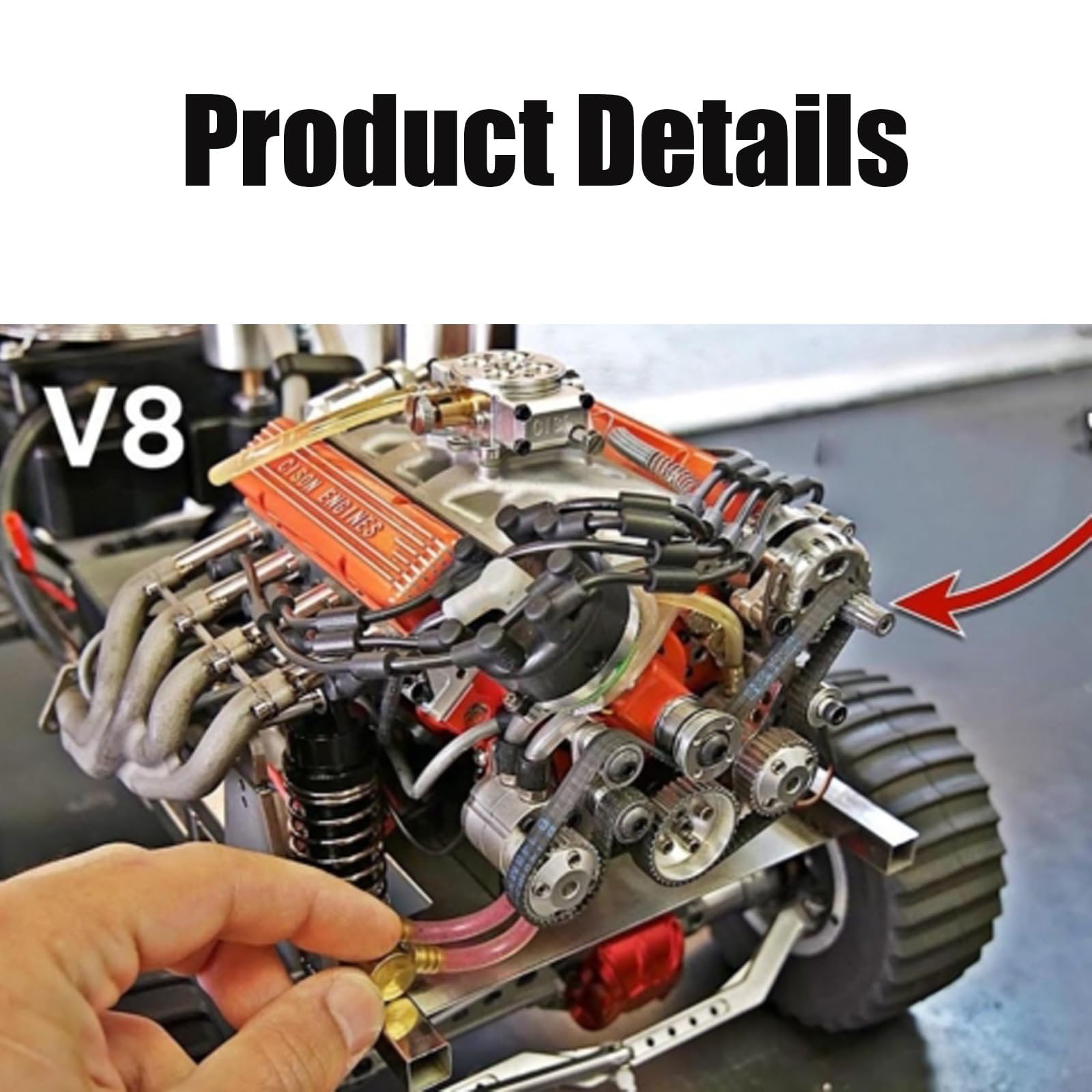 Kit Moteur Cison V8 Essence, maquettes de Moteurs refroidis, Mini-Kits de Moteurs V8, adaptés aux Adultes(Black)