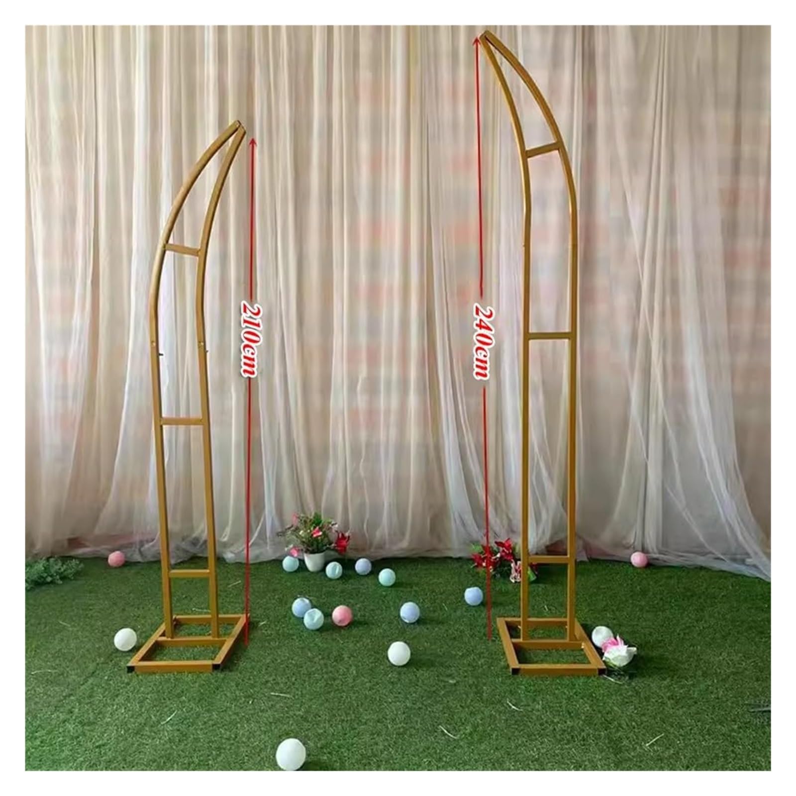 Wedding arch 2 szt. Zakrzywiony łuk ślubny stojak na tło, metalowe łuki ślubne(C,210+240CM)