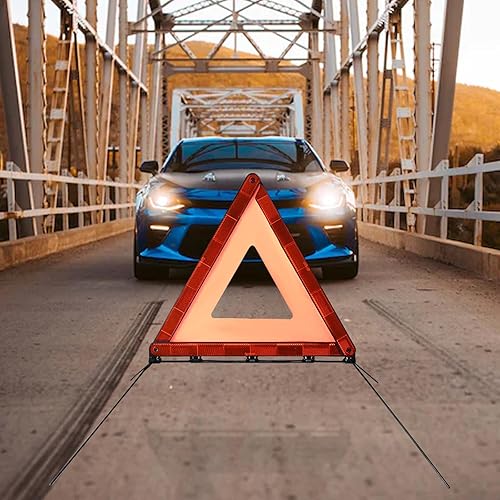 Miniatura 6 de cureder Triángulos de advertencia de emergencia, paquete de 3 con embalaje plegable, kit de advertencia triangular reflectante de advertencia,