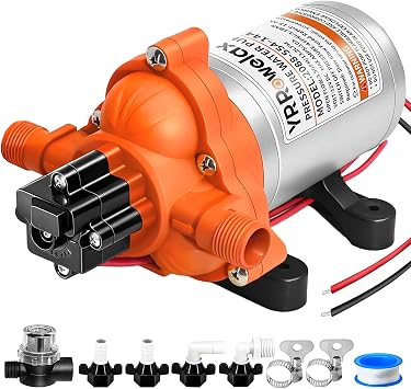 RV Water Pump 12V Quiet, 3.5GPM 45PSI Self-Priming RV Water