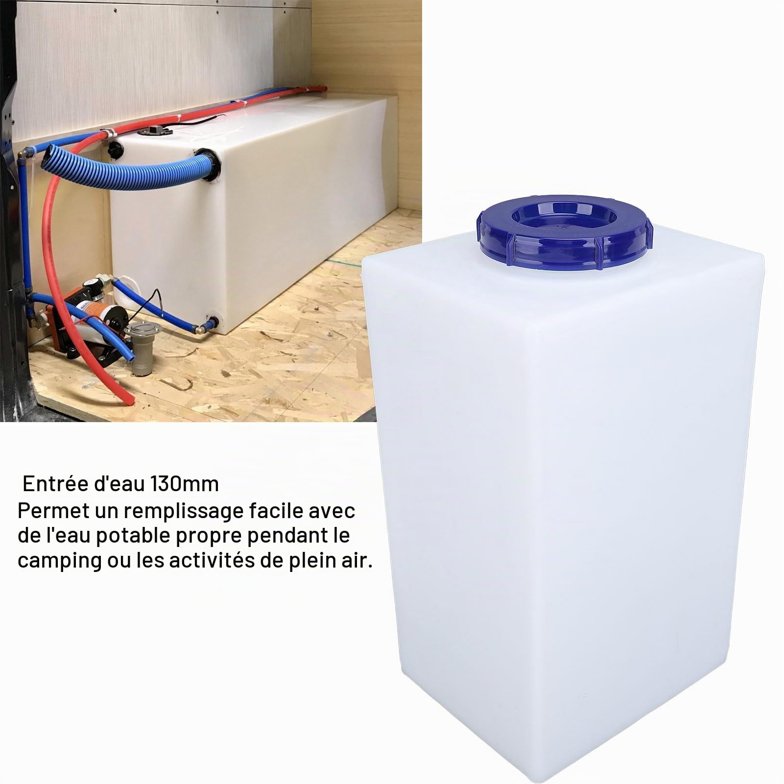 Ausla 5 Gallons Réservoir d'eau Douce pour Camping-Car, Réservoir de Stockage d'eau en LLDPE de qualité Alimentaire pour Boire, Cuisiner, Se Doucher, pour Camping-Cars, Remorques, 24
