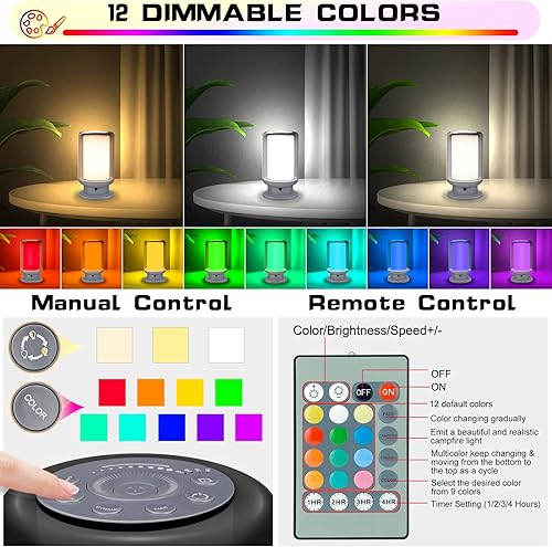 Miniatura 3 de Lámparas LED de mesa que cambian de color, lámpara de noche regulable con control remoto, lámpara de escritorio enchufable para dormitorio, sala de