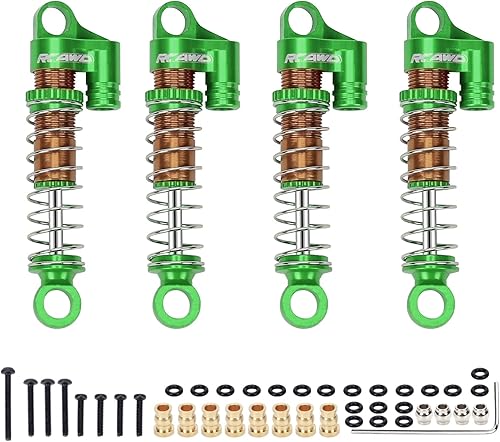 RCAWD para FMS FCX24 1/24 y 1/18 crawlers Actualizaciones de amortiguador, delantero trasero RC amortiguadores piezas aluminio # C3002 verde