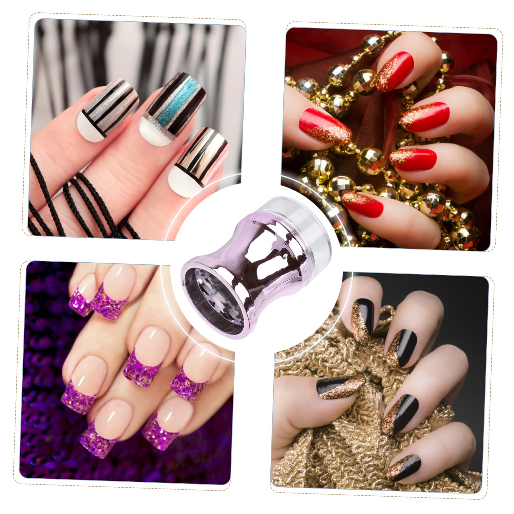 Housoutil 4sets Strumenti Per Nail Art Con Timbri Per Unghie e Raschietti Include Timbri e Raschietti Facile Da Usare Per Manicure Casa e Salone Colori Casual