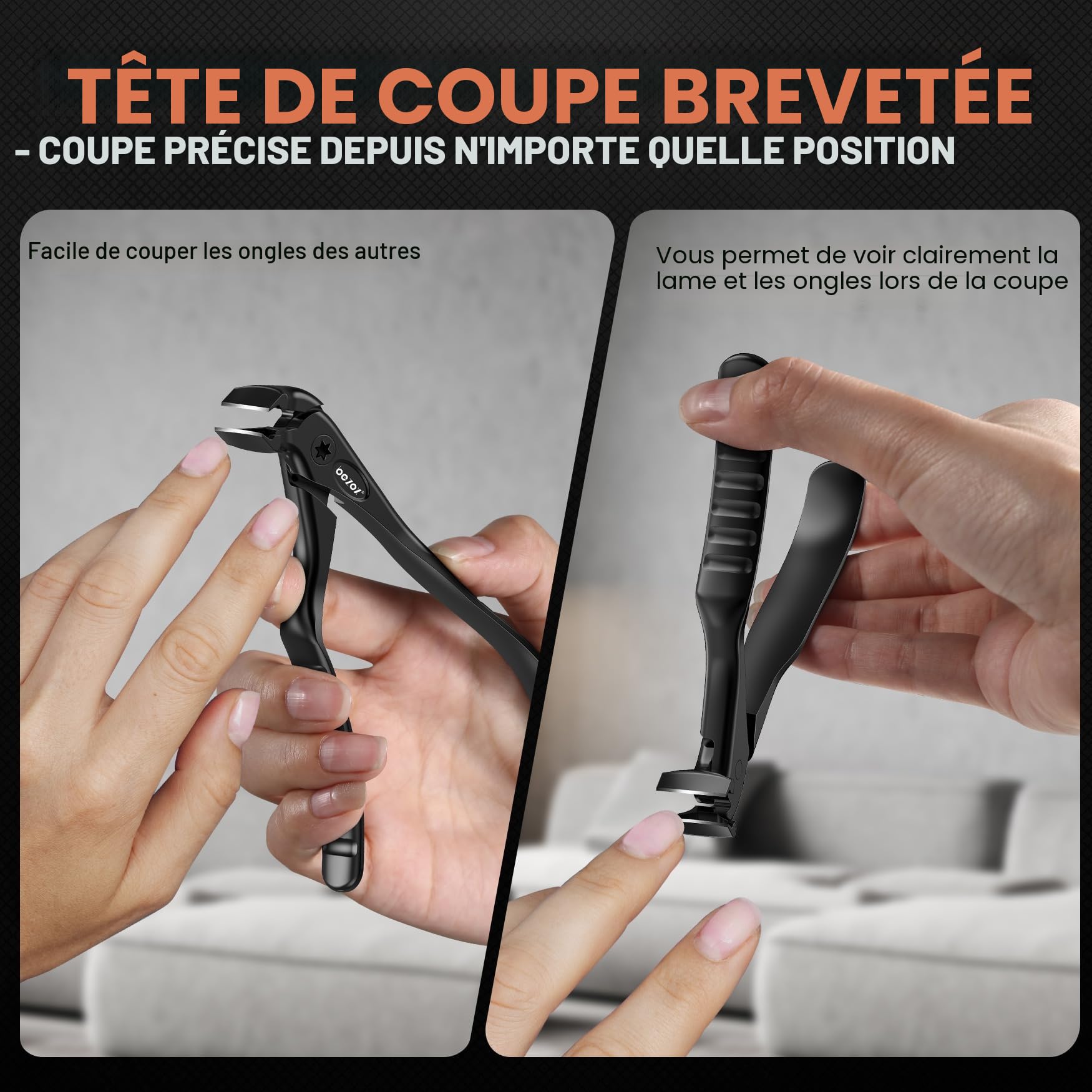 BEZOX ergonomique pour personnes âgées - Coupe-ongles à long manche avec récupérateur - Coupe-ongles d'orteils pour ongles épais - Coupe-ongles de précision
