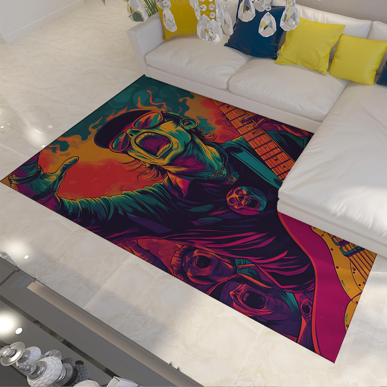 Tapis guitare antidérapant et lavable pour studio musical ou salon