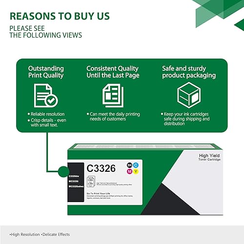 Miniatura 5 de Cartucho de tóner amarillo C331HK0 de alto rendimiento C331HC0 cian C331HM0 magenta y C331HY0 de repuesto para cartuchos de tóner Lexmark C3326