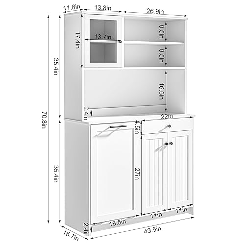 Miniatura 48 de OLD CAPTAIN Inclinación de madera hacia fuera el gabinete de basura, soporte derecho libre del cubo de basura de la cocina de madera, acabado marrón