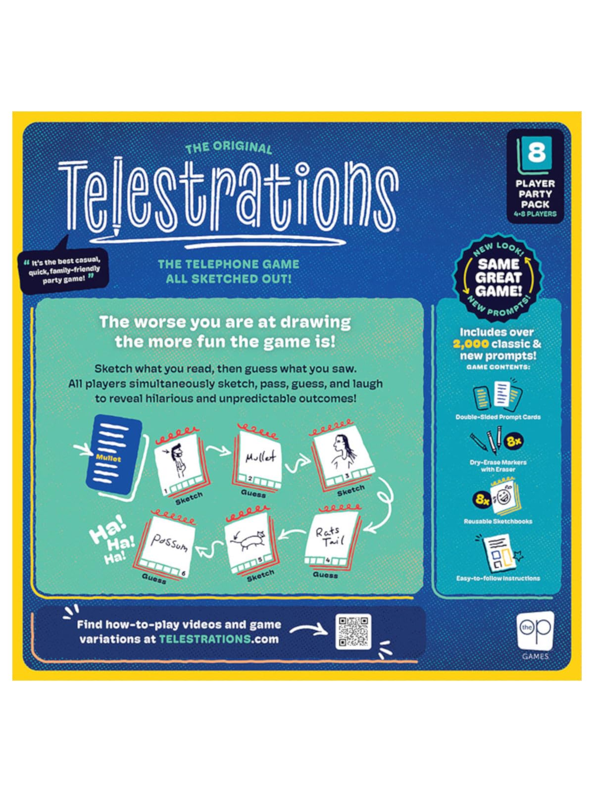 USAopoly Telestrations Refresh Jeu de fête de Famille à partir de 10 Ans 4 à 8 Joueurs 30 Minutes de Temps de Jeu ou Plus
