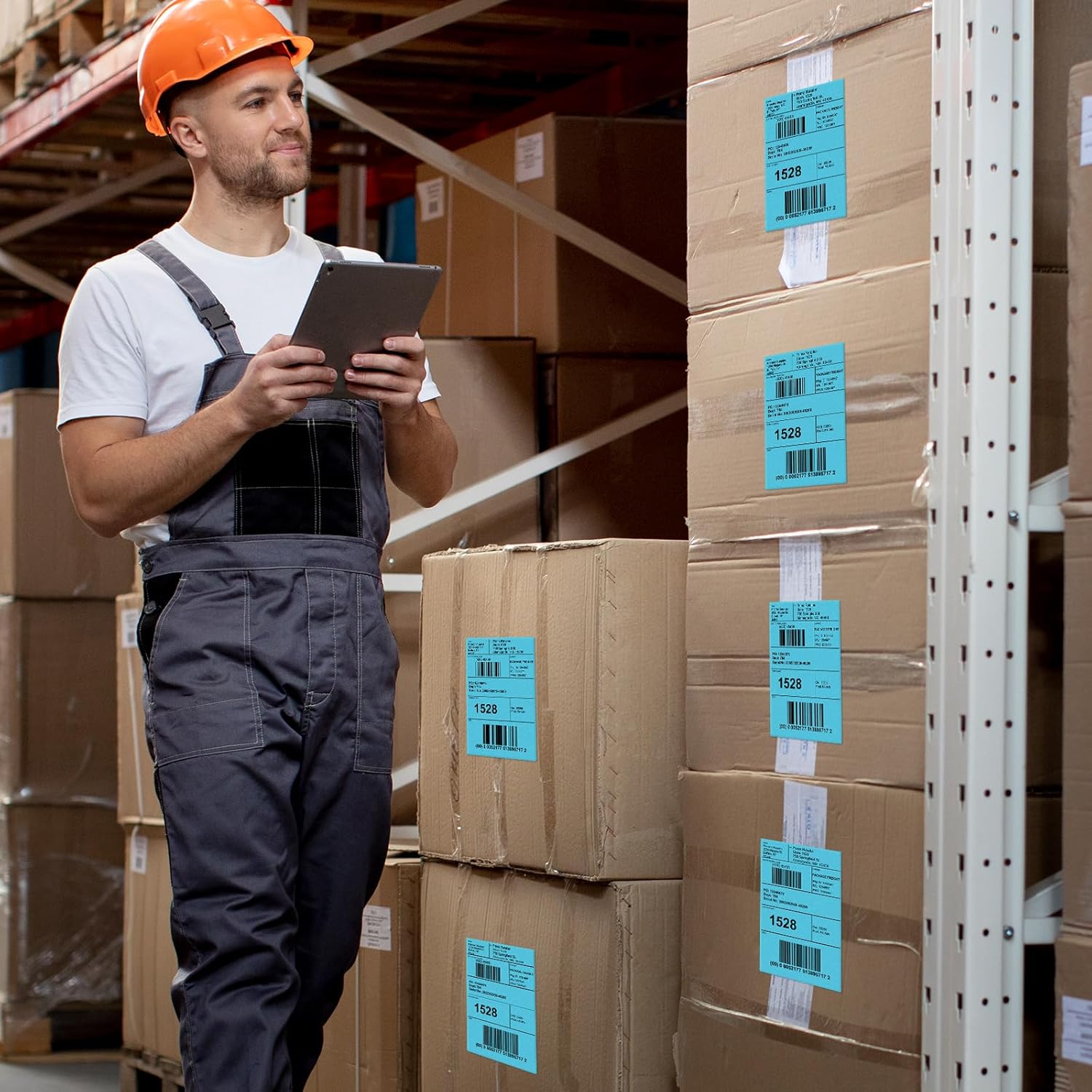 Blue Direct Thermal Labels 4 × 6 Inch Vinyl Self-Adhesive Fanfold Shipping Stickers Waterproof Perforated Printer Decal for Office School Warehouse 500 PCS - Image 5