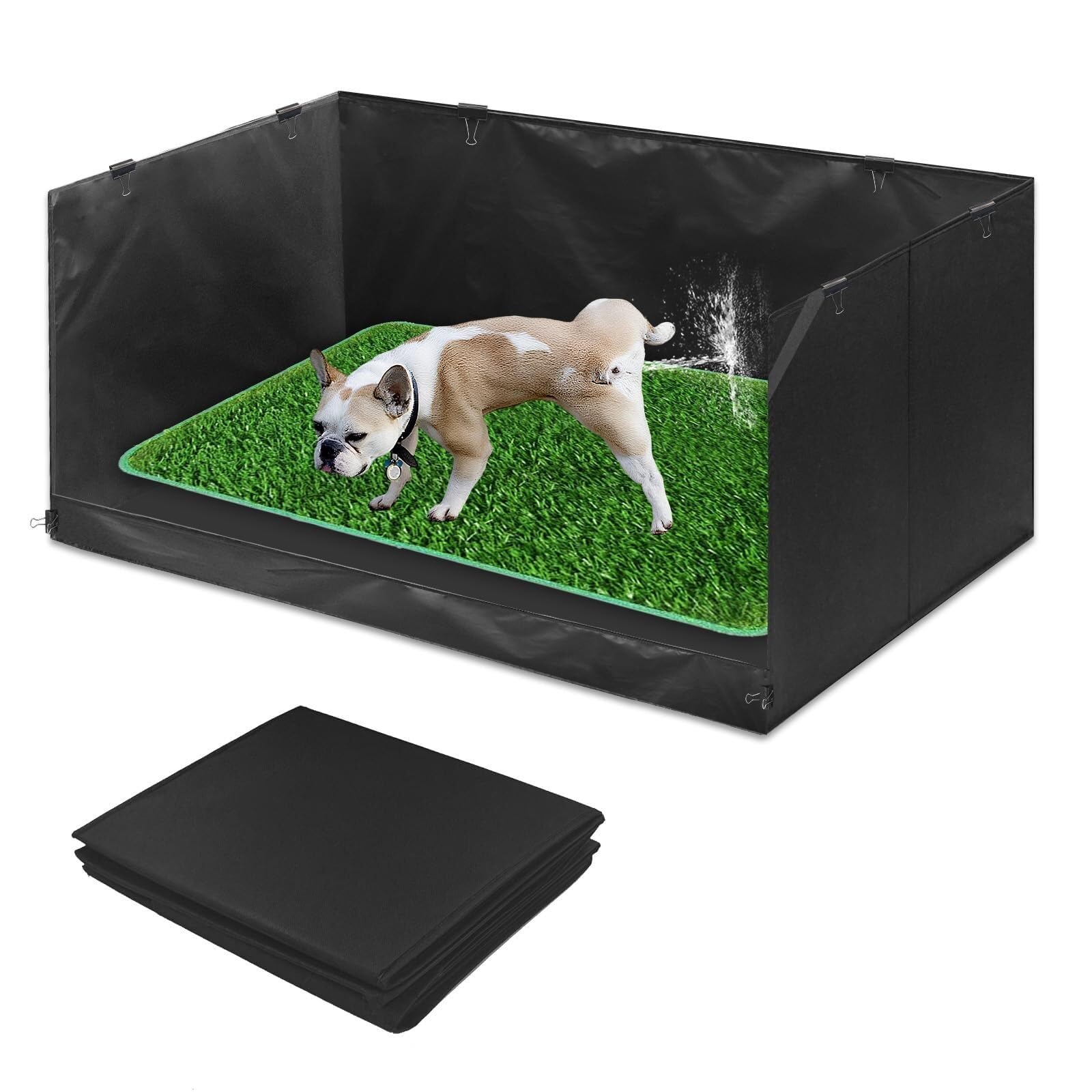 High Walls - Vasino per cani con erba artificiale, pieghevole, per interni, 40 x 60 x 90 cm, con fodera impermeabile, per cuccioli di piccola e media taglia (nero, 80 x 60 x 40 cm)