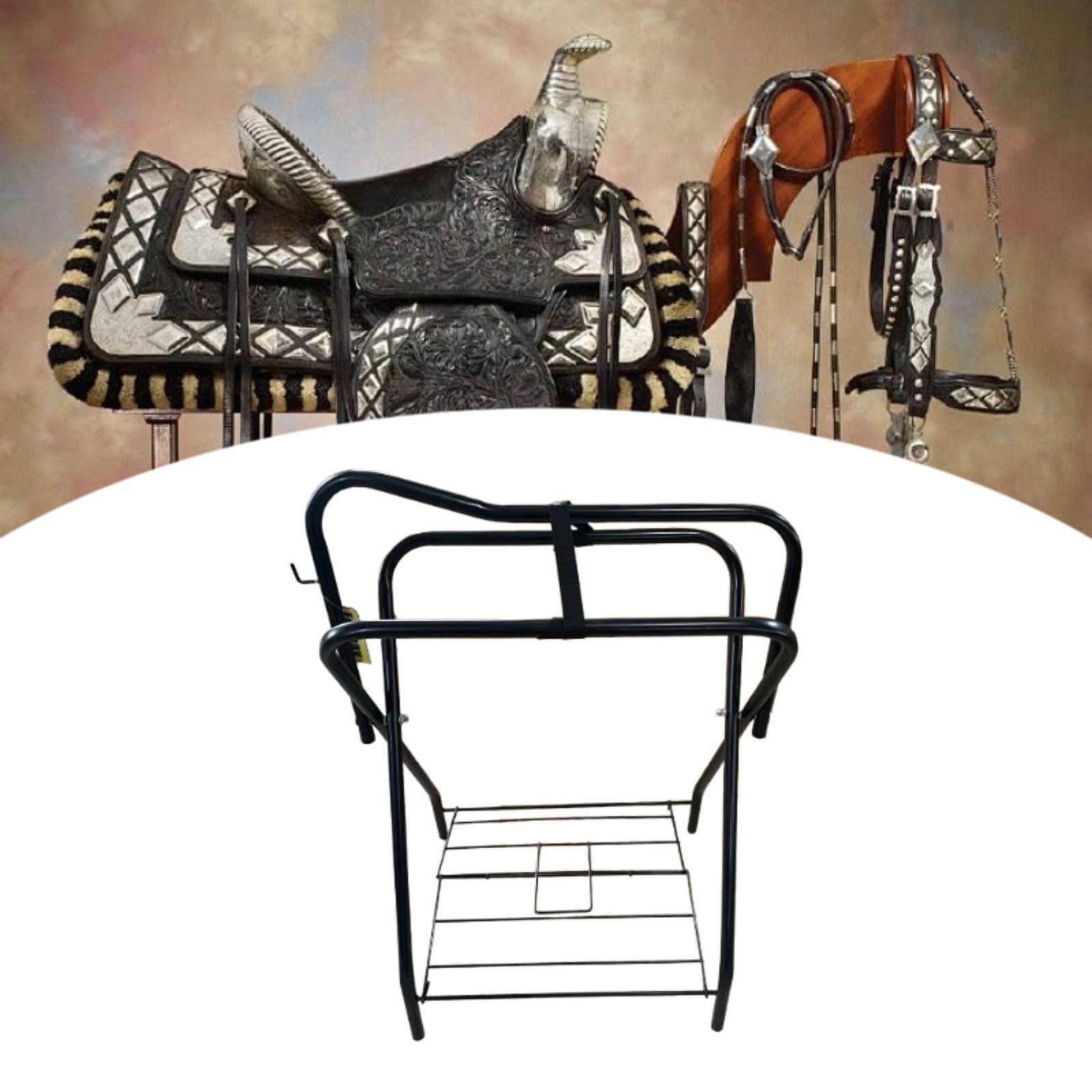 Soporte de Hierro para Silla de Montar en Remolque de Caballos. Permite Guardar Aparejos, Almohadillas Y Accesorios para Jinetes.