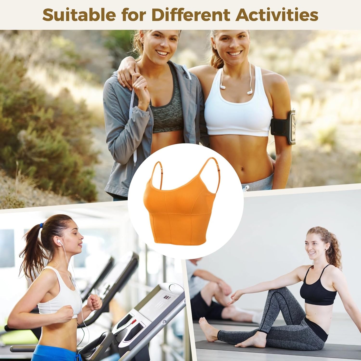 8 Seamless Padded Bras With Adjustable Straps, Low Back Sleep & Sports Bras, Wireless Bralettes For Women, Multiple Colors For Athletic And Casual Use